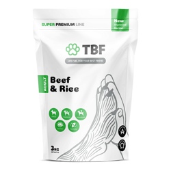 TBF - prémiové krmivo pro psy - hovězí a rýže 3 kg
